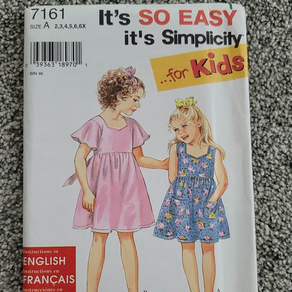 Simplicity Girls Dress Pattern # 7161 for Sizes 2 to 6X New Uncut
